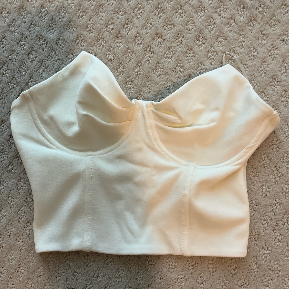 Zara Cream Sleeveless Bustier Bodysuit